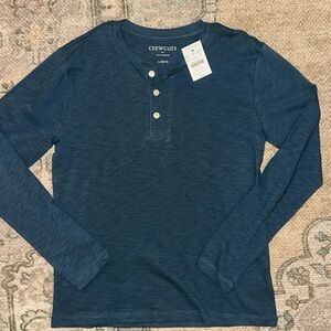 NWT crewcuts Boys' Long Sleeve Henley Shirt - Deep Teal Blue